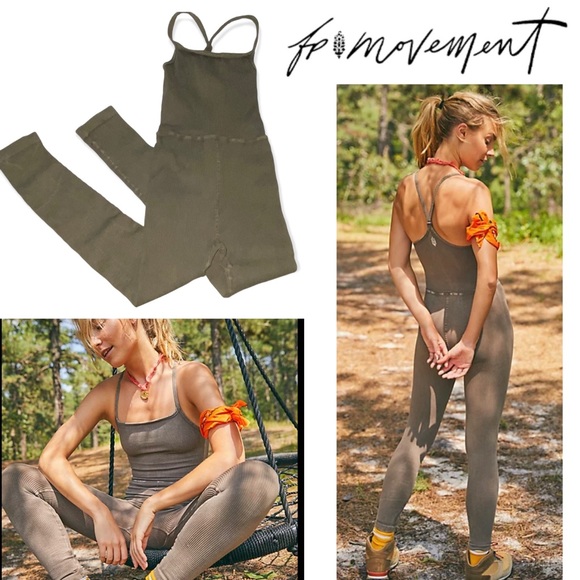 Free People Pants - NEW! Free People Happiness Runs Square Neck Onesie - Olive Green $110 retail
